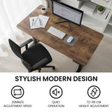 Desks: FORTIA Sit to Stand Standing Desk, 160x60cm, 72-118cm Electric Height Adjustable, Walnut Style Desktop/Black Frame