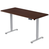 FORTIA Sit To Stand Up Standing Desk, 160x75cm, 72-118cm, Height Adjustable, 50kg Rated, Walnut Style/Silver Frame