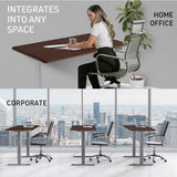 FORTIA Sit To Stand Up Standing Desk, 160x75cm, 72-118cm, Height Adjustable, 50kg Rated, Walnut Style/Silver Frame