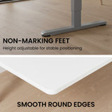 Desks: FORTIA Sit to Stand Standing Desk, 160x60cm, 72-118cm Electric Height Adjustable, White Desktop/Silver Frame
