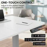 Desks: FORTIA Sit to Stand Standing Desk, 160x60cm, 72-118cm Electric Height Adjustable, White Desktop/Silver Frame