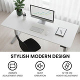Desks: FORTIA Sit to Stand Standing Desk, 160x60cm, 72-118cm Electric Height Adjustable, White Desktop/Silver Frame