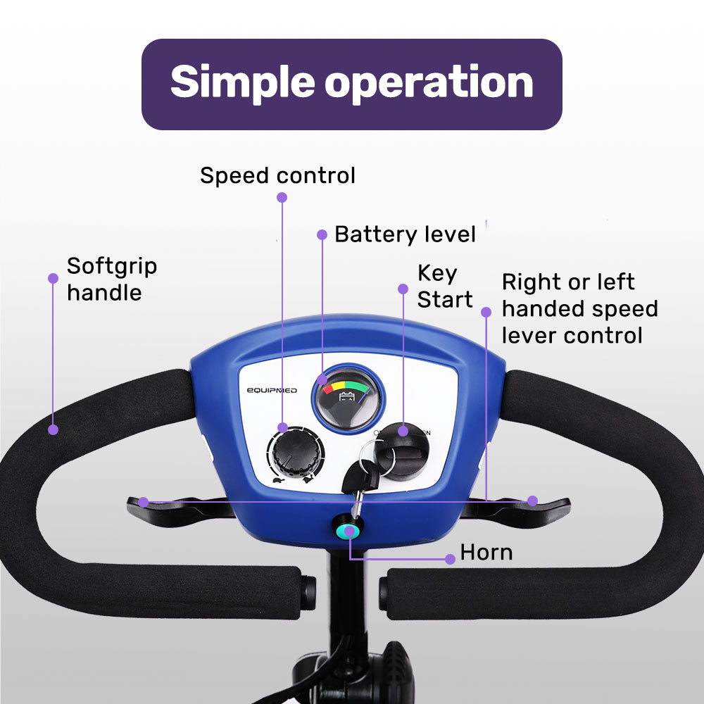 Mobility & Accessibility: EQUIPMED Mobility Scooter Electric Motorised 4 Wheel Power Portable Folding