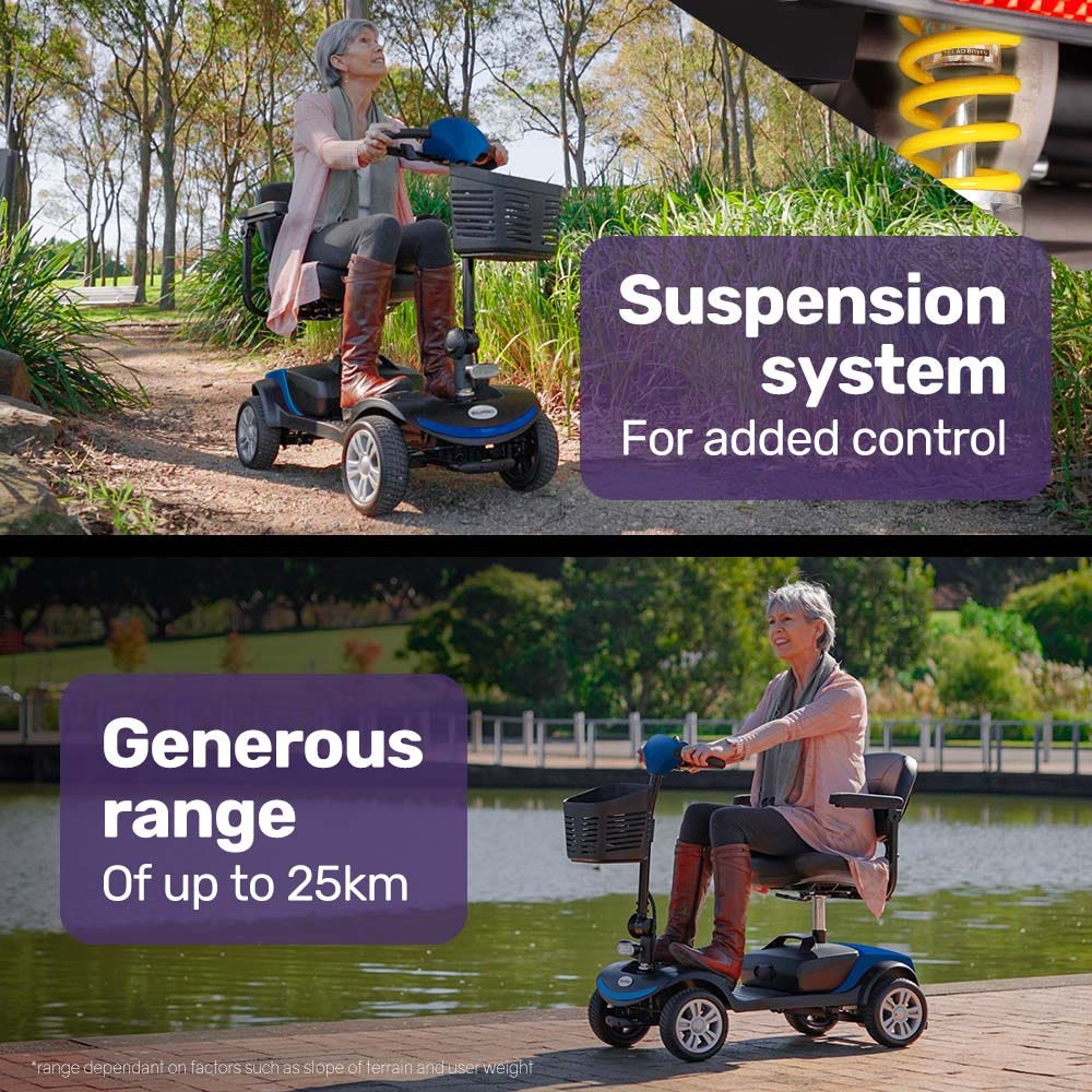 Mobility & Accessibility: EQUIPMED Mobility Scooter Electric Motorised 4 Wheel Power Portable Folding