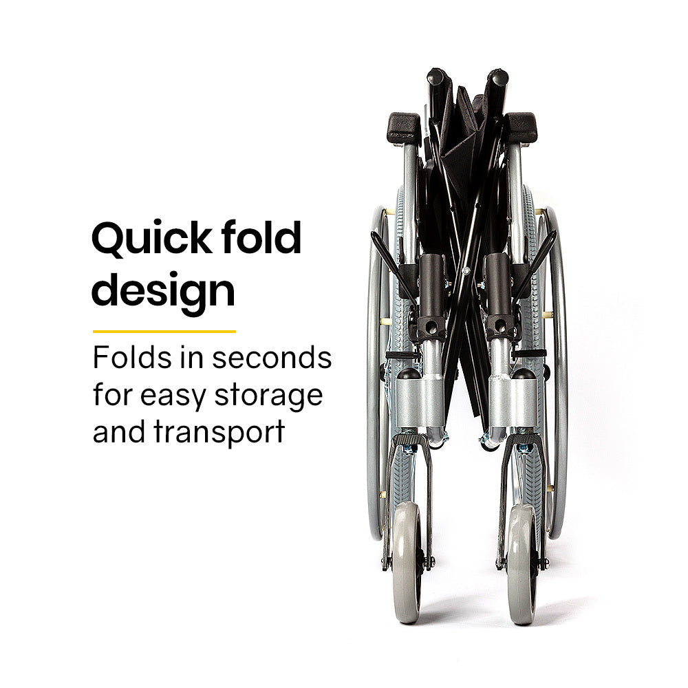 Mobility & Accessibility: EQUIPMED 24 Inch Portable Folding Wheelchair 24" Mobility Wheel Chair Alloy, Senior Elderly Aid