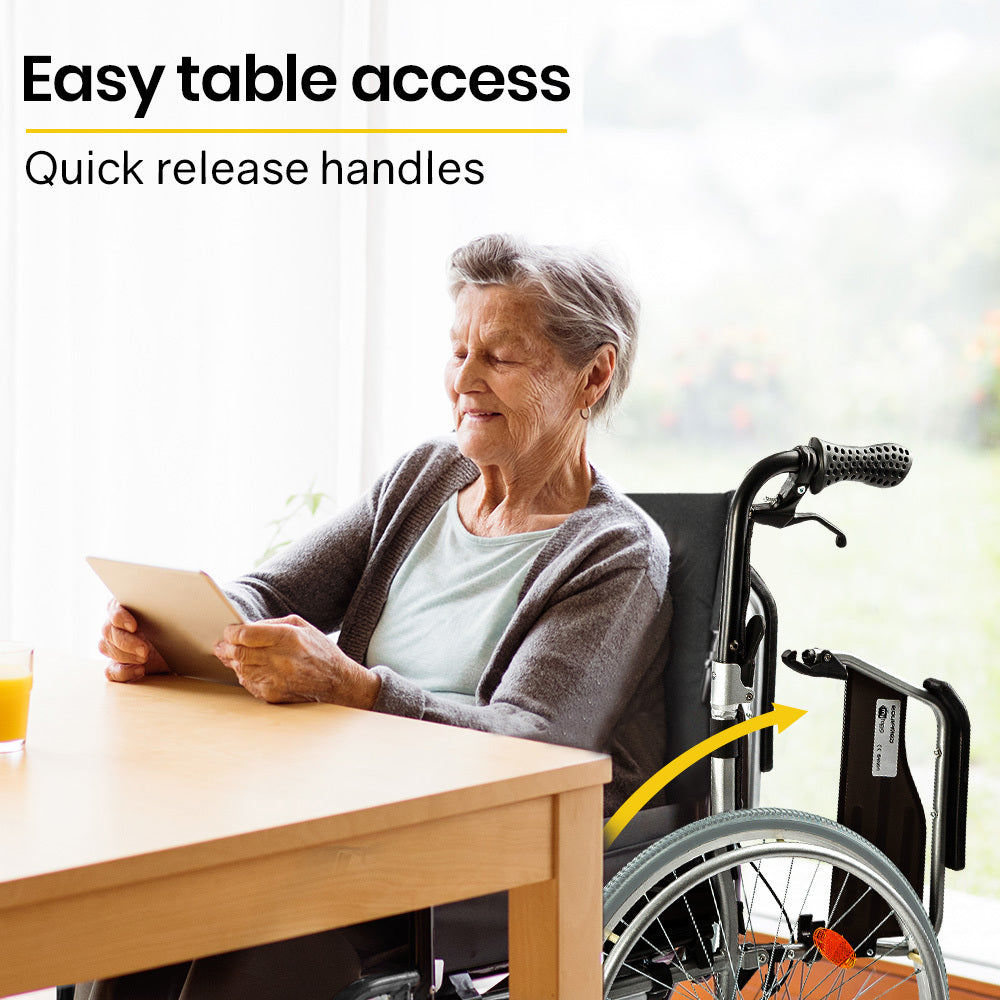 Mobility & Accessibility: EQUIPMED 24 Inch Portable Folding Wheelchair 24" Mobility Wheel Chair Alloy, Senior Elderly Aid