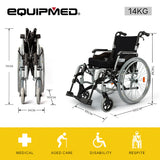 Mobility & Accessibility: EQUIPMED 24 Inch Portable Folding Wheelchair 24" Mobility Wheel Chair Alloy, Senior Elderly Aid