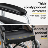 Mobility & Accessibility: EQUIPMED 24 Inch Portable Folding Wheelchair 24" Mobility Wheel Chair Alloy, Senior Elderly Aid