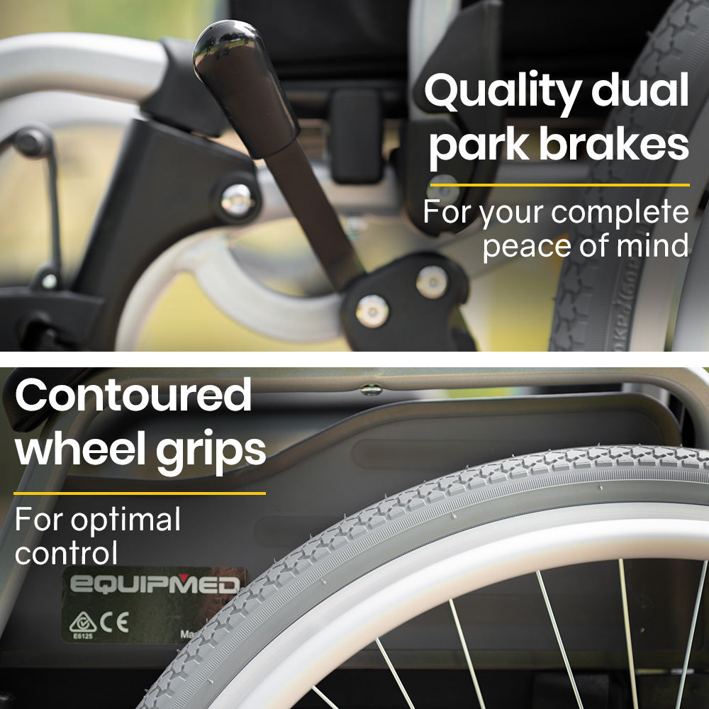 Mobility & Accessibility: EQUIPMED 24 Inch Portable Folding Wheelchair 24" Mobility Wheel Chair Alloy, Senior Elderly Aid
