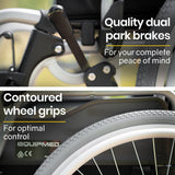 Mobility & Accessibility: EQUIPMED 24 Inch Portable Folding Wheelchair 24" Mobility Wheel Chair Alloy, Senior Elderly Aid