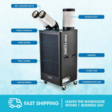 Portable Air Conditioners: POLYCOOL 4.5kW Portable Industrial Spot Cooler, with Twin Cooling Ducts, 15A Plug
