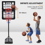 Basketball & Basketball Accessories: DR. DUNK Portable Kids Basketball Hoop Stand System, 1.15m to 1.60m Height Adjustable