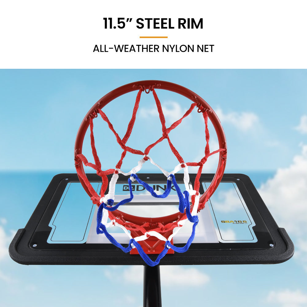 Basketball & Basketball Accessories: DR. DUNK Portable Kids Basketball Hoop Stand System, 1.15m to 1.60m Height Adjustable