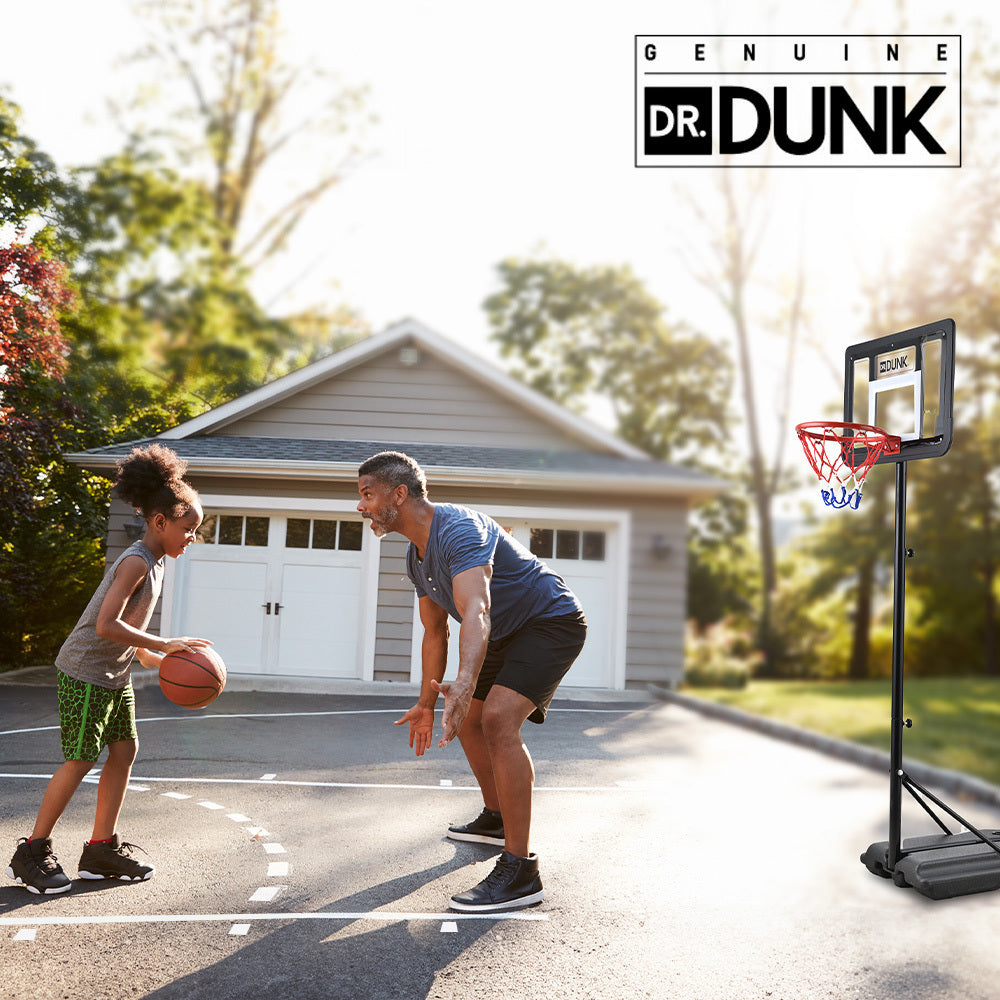 Basketball & Basketball Accessories: DR. DUNK Portable Kids Basketball Hoop Stand System, 1.15m to 1.60m Height Adjustable
