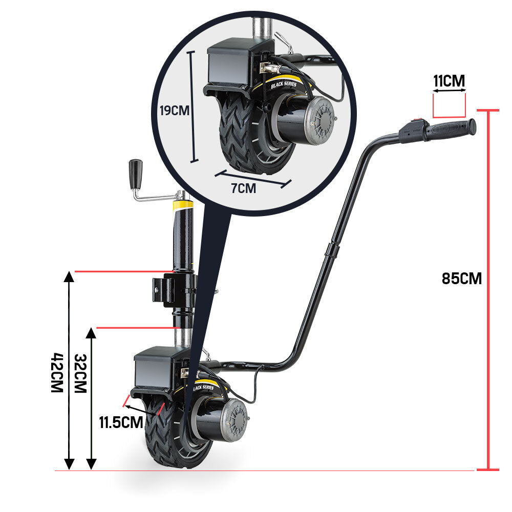 T-REX Heavy Duty 12V 350W Motorised Jockey Wheel, 2270kg Rated Electric Powered Mover for Caravan Trailer Boat