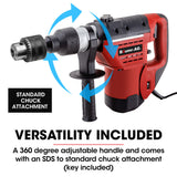 Jackhammers: Baumr-AG 1500W Pro-Grade Electric Rotary Jackhammer Hammer Drill, with 2 Bonus Chisels, 3 Drill Bits