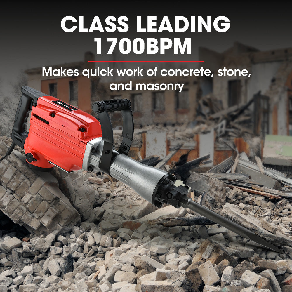 Jackhammers: Baumr-AG 2200W Pro-Grade Electric Demolition Jackhammer, with 3 Bonus Chisels, Steel Carry Case