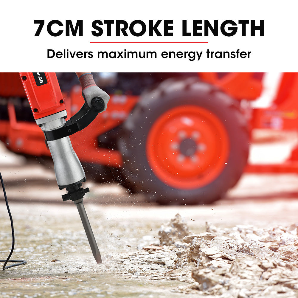 Jackhammers: Baumr-AG 2200W Pro-Grade Electric Demolition Jackhammer, with 3 Bonus Chisels, Steel Carry Case