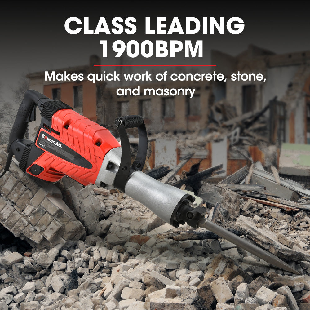 Jackhammers: Baumr-AG 2400W Pro-Grade Electric Demolition Jackhammer, with 3 Bonus Chisels, Carry Case