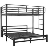 Beds & Bed Frames: KINGSTON SLUMBER Metal Single Loft Bed And Double Underbed Frame, Multifunctional, Space Saving with Fixed Ladder, Matte Dark Grey