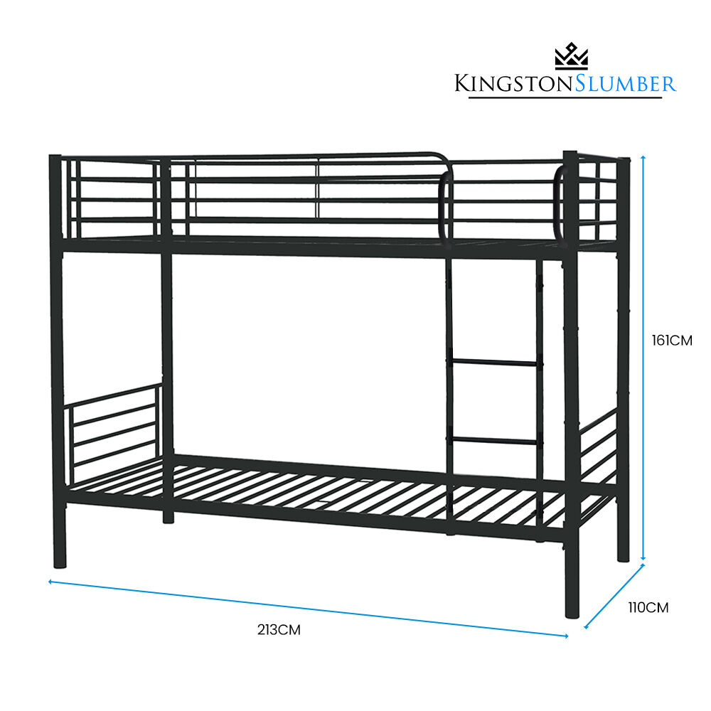 Beds & Bed Frames: Kingston Slumber 2in1 King Single Metal Bunk Bed Frame, with Modular Design, Dark Matte Grey