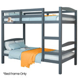 Beds & Bed Frames: KINGSTON SLUMBER Single Bunk Bed Frame, Solid Pine 2-in-1 Modular Design, Converts to 2 Single Beds, For Kids, Grey