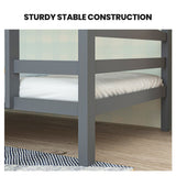 Beds & Bed Frames: KINGSTON SLUMBER Single Bunk Bed Frame, Solid Pine 2-in-1 Modular Design, Converts to 2 Single Beds, For Kids, Grey