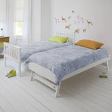 Beds & Bed Frames: KINGSTON SLUMBER Wooden Single Bed Frame w/ Pop Up Trundle, for Kids Bedroom, White