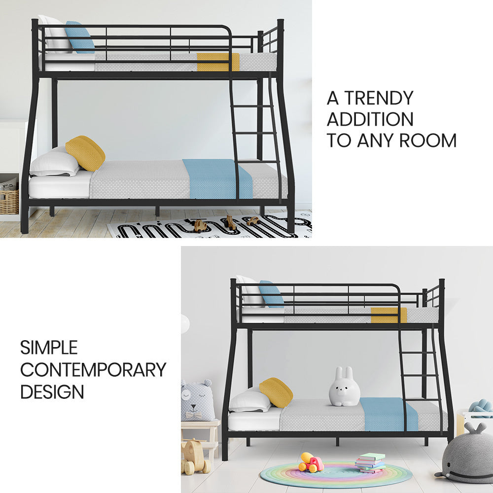 Beds & Bed Frames: Kingston Slumber Metal Single over Double Bunk Bed Frame, Dark Matte Grey