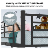 Beds & Bed Frames: Kingston Slumber Metal Single over Double Bunk Bed Frame, Dark Matte Grey