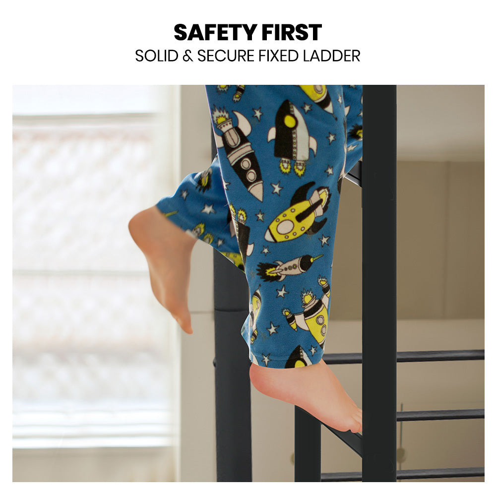 Beds & Bed Frames: Kingston Slumber Metal Single over Double Bunk Bed Frame, Dark Matte Grey