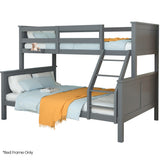 Beds & Bed Frames: Kingston Slumber Triple Wooden Single Over Double Bunk Bed Frame for Kids, Convertible Design, Grey
