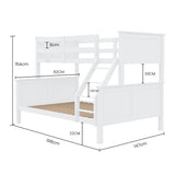 Beds & Bed Frames: Kingston Slumber Triple Wooden Single Over Double Bunk Bed Frame for Kids, Convertible Design, White