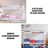 Beds & Bed Frames: Kingston Slumber Triple Wooden Single Over Double Bunk Bed Frame for Kids, Convertible Design, White