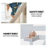 Beds & Bed Frames: Kingston Slumber Triple Wooden Single Over Double Bunk Bed Frame for Kids, Convertible Design, White