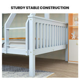 Beds & Bed Frames: Kingston Slumber Single Over Double Wooden Bunk Bed Frame, Triple Solid Pine 2-in-1 Modular Design, Converts to 2 Beds, For Kids, White