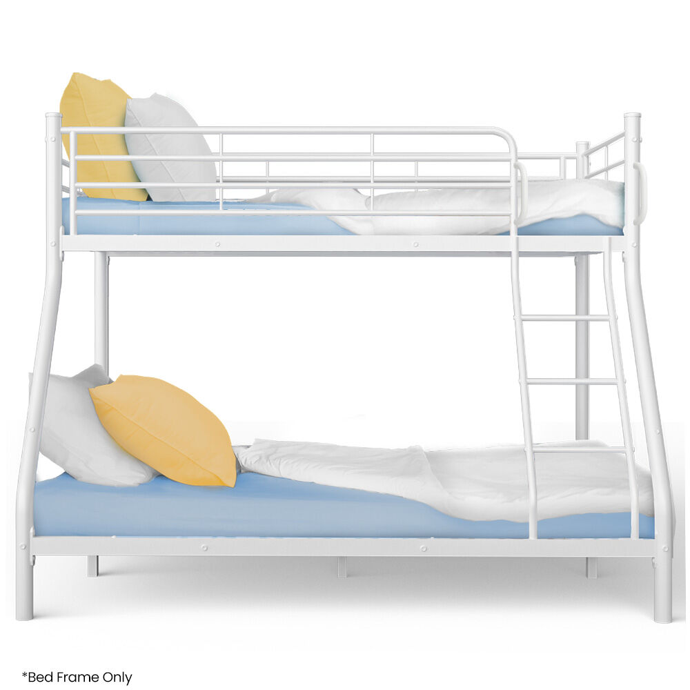 Beds & Bed Frames: KINGSTON SLUMBER Single over Double Metal Bunk Bed Frame, Matte White