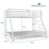 Beds & Bed Frames: KINGSTON SLUMBER Single over Double Metal Bunk Bed Frame, Matte White