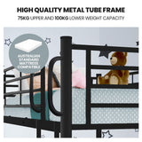 Beds & Bed Frames: Kingston Slumber 2in1 Single Metal Bunk Bed Frame, with Modular Design, Dark Matte Grey
