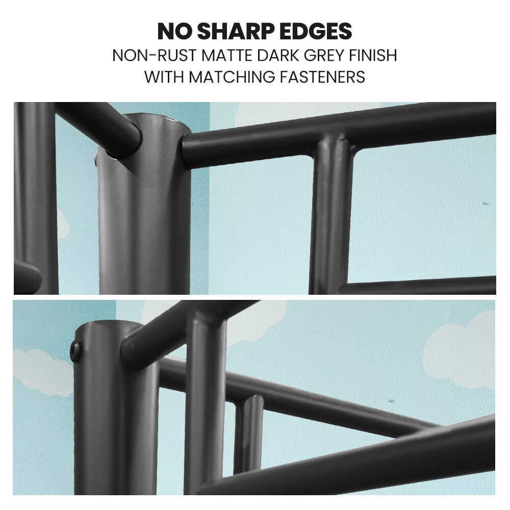 Beds & Bed Frames: Kingston Slumber 2in1 Single Metal Bunk Bed Frame, with Modular Design, Dark Matte Grey