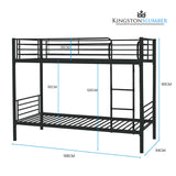 Beds & Bed Frames: Kingston Slumber 2in1 Single Metal Bunk Bed Frame, with Modular Design, Dark Matte Grey
