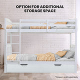 Beds & Bed Frames: Kingston Slumber Wooden Kids Bunk Bed Frame, with Modular Design that can convert to 2 Single, White