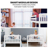Beds & Bed Frames: Kingston Slumber Wooden Kids Bunk Bed Frame, with Modular Design that can convert to 2 Single, White