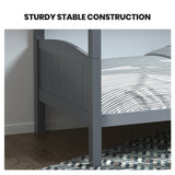 Beds & Bed Frames: KINGSTON SLUMBER Single Bunk Bed Frame, Solid Pine 2-in-1 Modular Design Convert to 2 Single Beds, Grey