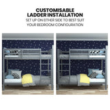 Beds & Bed Frames: KINGSTON SLUMBER Single Bunk Bed Frame, Solid Pine 2-in-1 Modular Design Convert to 2 Single Beds, Grey