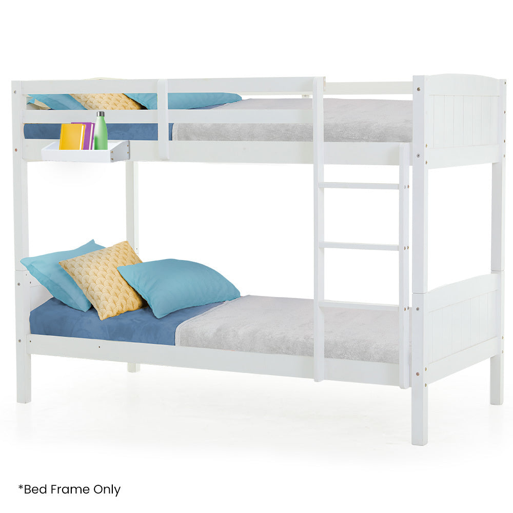 Beds & Bed Frames: Kingston Slumber Single Bunk Bed Frame Solid Pine Wood Timber, Modular Design, White