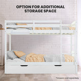 Beds & Bed Frames: Kingston Slumber Single Bunk Bed Frame Solid Pine Wood Timber, Modular Design, White