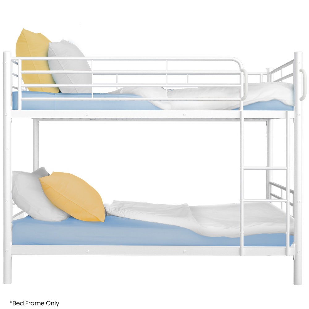 Beds & Bed Frames: KINGSTON SLUMBER 2in1 Single Metal Bunk Bed Frame, with Modular Design, Matte White