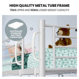 Beds & Bed Frames: KINGSTON SLUMBER 2in1 Single Metal Bunk Bed Frame, with Modular Design, Matte White
