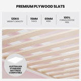 Beds & Bed Frames: Kingston Slumber Wooden Kids Single Loft Bed Frame - Hiding Space Underneath with Interchangeable Pink and Blue Curtains